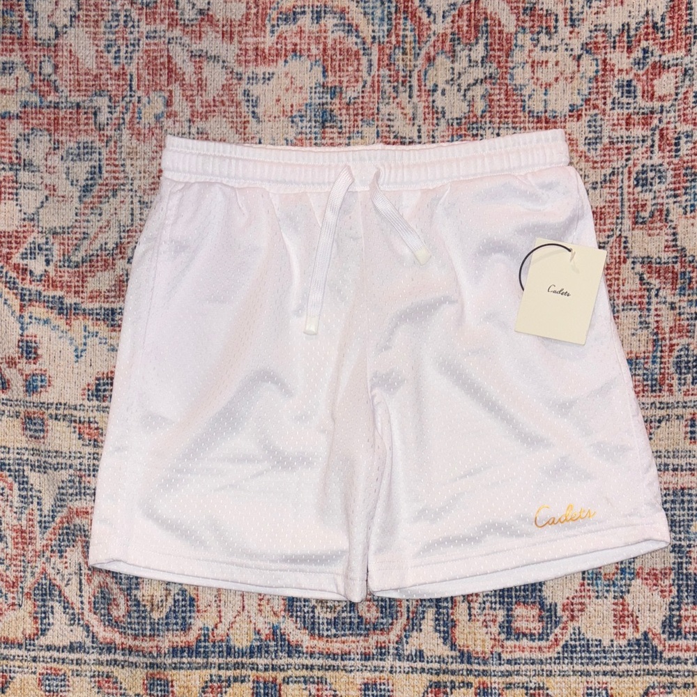 Cadets Check Out Mesh Shorts in White SZ 12/14 (28-31” Waist) NWT